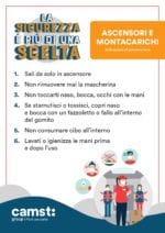ASCENSORI E MOTACARICHI: scarica la locandina dedicata alle modalità di utilizzo di montacarichi/ascensori e appendila all’interno e all’esterno della cabina.